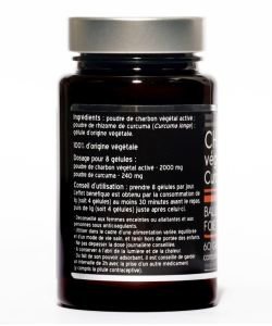 Activated Vegetable Charcoal + Turmeric, 60 capsules